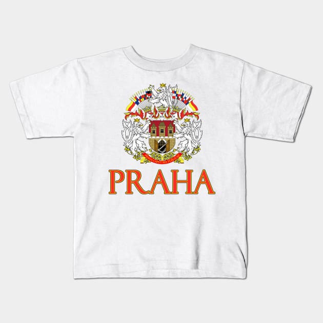 Praha (Prague), Czech Republic - Coat of Arms Design Kids T-Shirt by Naves